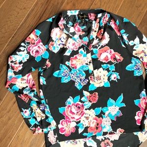 Anthropologie Yumi Kim Pink Blue Floral Blouse Top